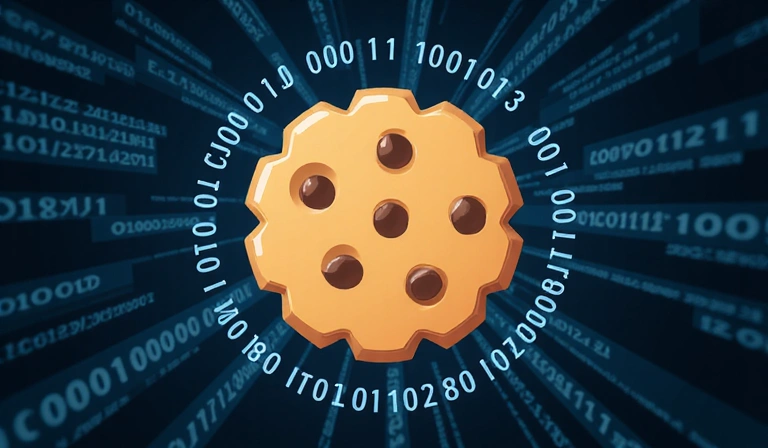 Ilustración de una galleta digital representando una cookie en un navegador web